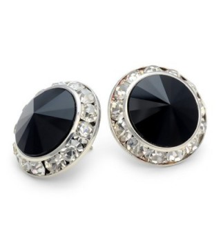 PammyJ Black 20mm Crystal Framed Post Earrings - CL113W9ITB5