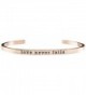 Love Never Fails 6 Inch Rose Gold Tone Metal Adjustable Inspirational Cuff Bracelet - C417YSNGM5N