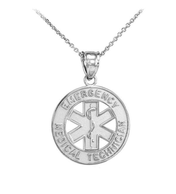 925 Sterling Silver EMT Charm Emergency Medical Technician Star of Life Pendant Necklace - C91242LO2JJ