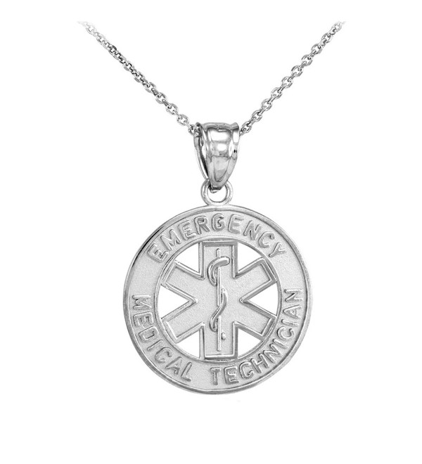 925 Sterling Silver EMT Charm Emergency Medical Technician Star of Life Pendant Necklace - C91242LO2JJ