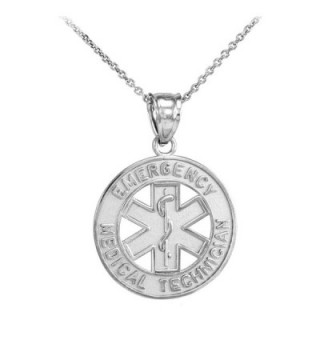 925 Sterling Silver EMT Charm Emergency Medical Technician Star of Life Pendant Necklace - C91242LO2JJ