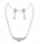 White Pearl and Crystal Necklace Set CLEARANCE Silver Fashion Jewelry - C011A8RSVG1
