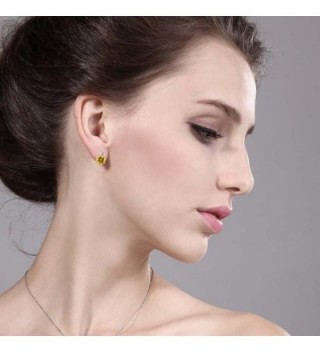 Yellow Citrine Created Sapphire Earrings
