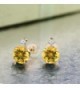 Yellow Citrine Created Sapphire Earrings in Women's Stud Earrings