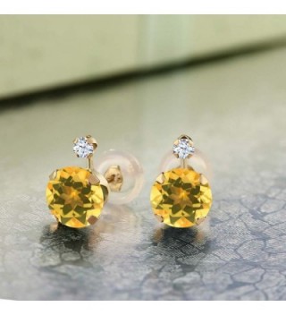 Yellow Citrine Created Sapphire Earrings in Women's Stud Earrings