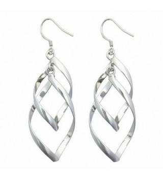 Silver Plated Linear Swirl French Wire Dangle Drop Earring (silver) - C111XT5WZ5X