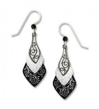 Adajio by Sienna Sky Black White 3-part Necktie Earrings 7374 - CZ11E5EUGLH