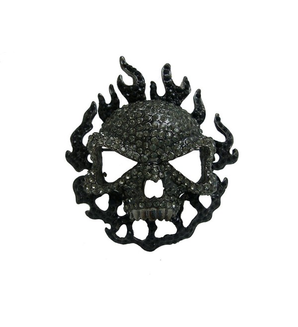 TTjewelry Classical Black Rhinestone Crystal Halloween Skull Pendant Brooch Pin - C4124Z6TL3N
