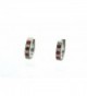 0.50" Inch Silver Tone Huggie Hoop Earrings with Small Red Stones - C2128ZCFMAN