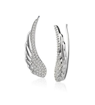 LOVVE Sterling Silver Cubic Zirconia Angel Wings Ear Cuff Crawler Climber Hook Earrings- 3 Options - C0185C6CTZT