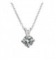 Elegant Zirconia Solitaire Pendant Necklace - Silver - CN12LYDLZ8T