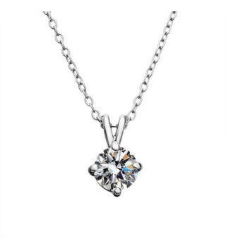 Elegant Zirconia Solitaire Pendant Necklace - Silver - CN12LYDLZ8T