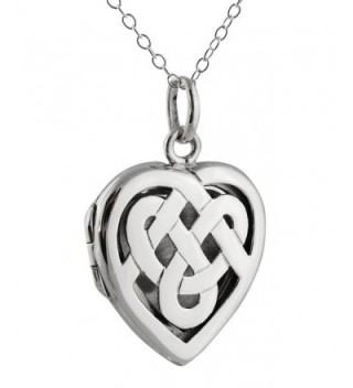 Sterling Silver Celtic Knot Heart Photo Locket Necklace- 18 Inch Chain - CU12FIHLRIP
