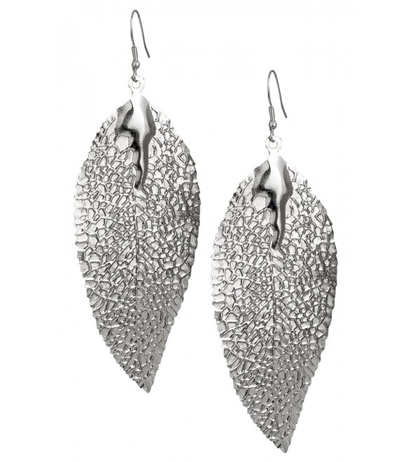 Lightweight Gold or Silver Leaf Statement Earrings for Women | SPUNKYsoul Collection - C9188D69KW9