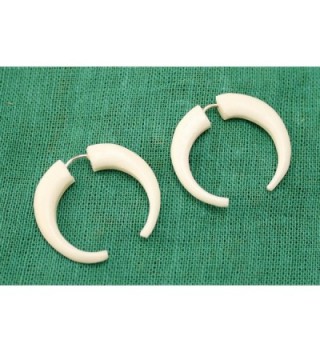 A Pair of White Natural Tribal Yak Bone Boho Hippie Earrings - CA11B298I3L