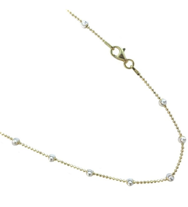 Gold Plated Over Sterling Silver Two-tone Colored Vermeil Italian Necklace. 16-18-20-24 Inches - C911U6HVRX3