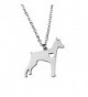 Art Attack Silvertone I Love My Dog Lover Heart Outline Doberman Pinscher Pincher Puppy Rescue Necklace - CJ185Z88GUT