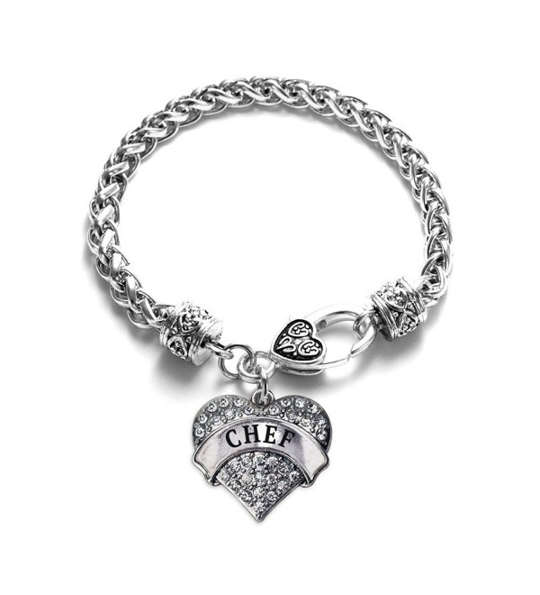 Chef 1 Carat Classic Silver Plated Heart Clear Crystal Charm Bracelet Jewelry - C211VDKNHH1