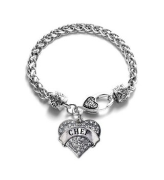 Chef 1 Carat Classic Silver Plated Heart Clear Crystal Charm Bracelet Jewelry - C211VDKNHH1