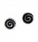 Hypnotic Swirls Black Enamel Swirl .925 Sterling Silver Stud Earrings - C4121MUT1MB