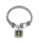 Childhood Cancer Awareness Classic Silver Plated Square Crystal Charm Bracelet - C111K6N6IVX