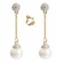 CNCbetter Women Fashion Charms Simulated-Pearl Charms Ball Dangle Long Screw Back Clip On Earring - CR1217BC5YL