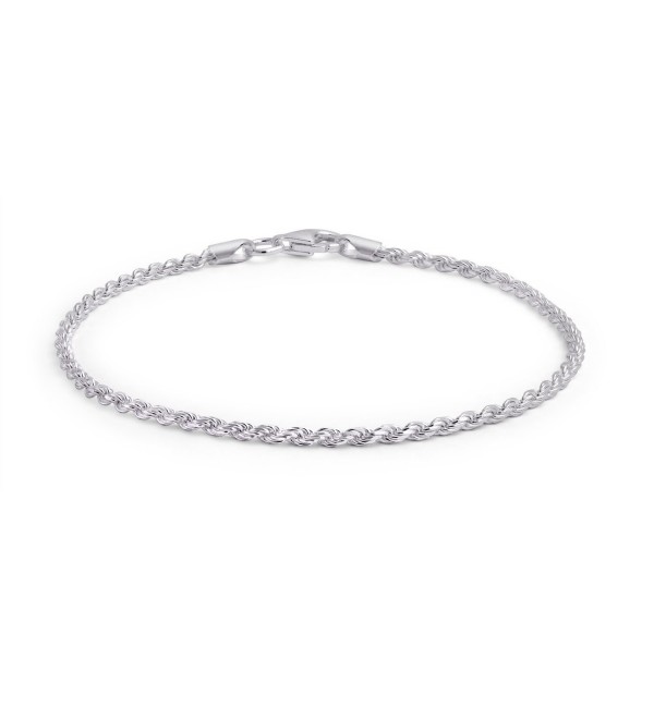 Bling Jewelry 925 Sterling Silver Rope Chain Anklet Italy - CC115UI1891