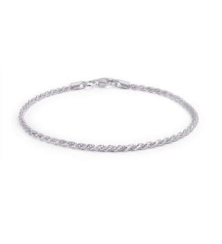 Bling Jewelry 925 Sterling Silver Rope Chain Anklet Italy - CC115UI1891