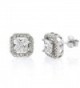 .925 Sterling Silver Womens Floating Princess Cut Cubic Zirconia Stud Earrings - CZ12979NZXZ