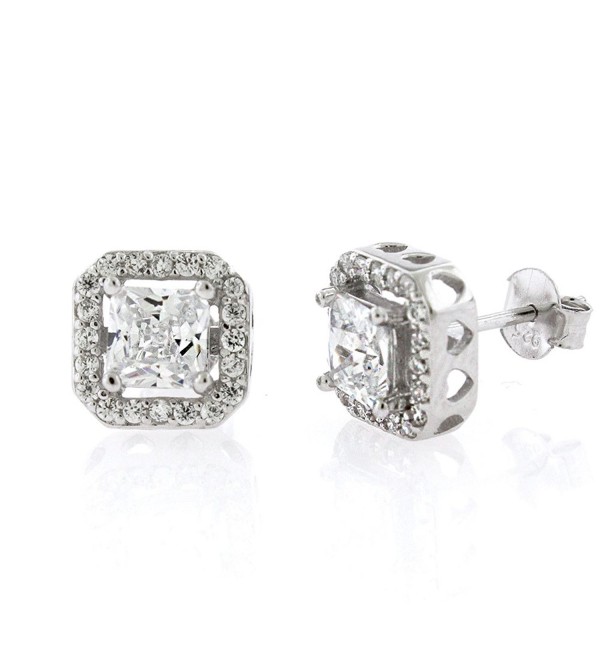 .925 Sterling Silver Womens Floating Princess Cut Cubic Zirconia Stud ...