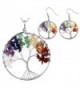 JOVIVI 7 Chakras Healing Crystal Quartz Tree of Life Necklace & Earrings Jewelry Set-Mothers Day Gifts - Set 1 - C8182XOYUI3