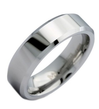 MJ 6mm White Tungsten Carbide Mirror Polished With Beveled Edges Wedding Band Ring - CQ12MEM8QIB