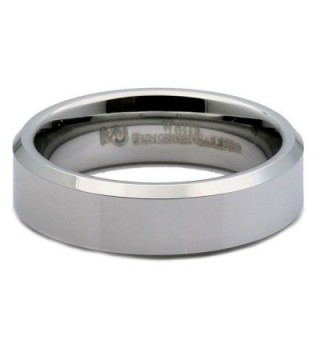 MJ Tungsten Carbide Polished Beveled in Women's Wedding & Engagement Rings