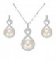 EleQueen 925 Sterling Silver CZ AAA Button Cream Freshwater Cultured Pearl Bridal Jewelry Necklace Earrings Set - C112GOS6YM1