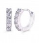 GULICX Silver Tone Simple White Rhinestone Sparkle Women Huggie Hoop Earring - CM11A0P4GNN