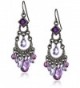 1928 Jewelry Crescent Chandelier Earrings- 2.12" - purple - C3111QLKZQX