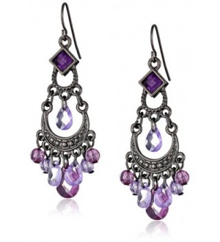1928 Jewelry Crescent Chandelier Earrings- 2.12" - purple - C3111QLKZQX