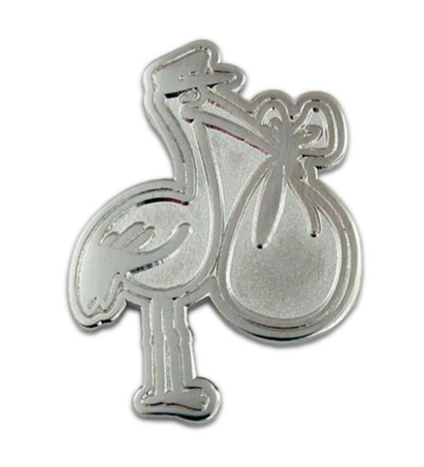 PinMart's Silver Plated Stork Baby Shower Lapel Pin - CT11MHZLI2R