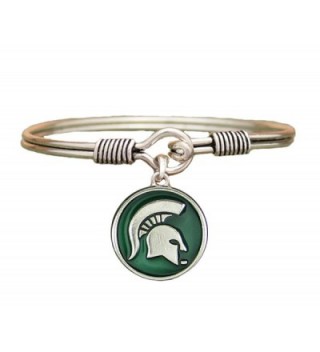 Michigan State Spartans Green Translucent Enamel Disc Wire Bracelet Jewelry MSU - CB12561PFZJ