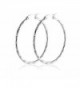 Stainless Steel Womens Rounded Silver Hoop Earrings Pierced Sparkly Bamboo Pattern - C812DTSKJJD