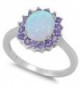 Lab Created White Opal & Simulated Amethyst .925 Sterling Silver Ring Sizes 4-12 - C411KFOV9WB