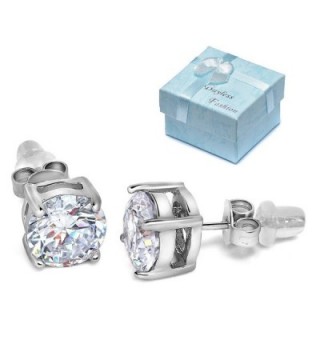 Buyless Fashion Surgical Steel Round Crystal CZ Earrings In Gift Box (Multi Sizes) - CU12BC2BRUX