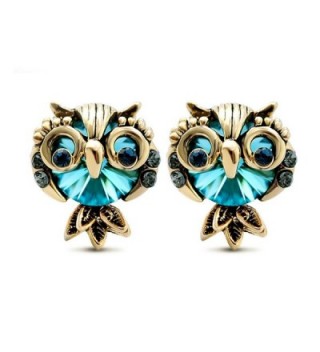 LNKRE JEWELRY Women's Cute Owl Rhinestone Gemstone Stud Earrings - C512JGEY2J7