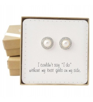 Bridesmaid Gifts - 0.7" Romantic Simulated Pearl & Pave Crystal Halo Stud Earrings - CZ128I7OQR1