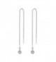 Women's Cute Round Ball Stainless Steel Threader Pull Through Chain Dangle Drop Earrings - C617AZT0M7M