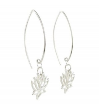 Cut Out Design Lotus Flower Dangle Earrings in Sterling Silver- 8373 - C3113EIQLV9