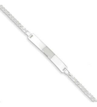 925 Sterling Silver Polished 2mm Engravable Curb Link ID Chain Bracelet 7" - CD12MYF315U