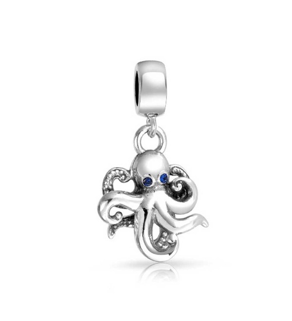 truecharms Blue Crystal Nautical Octopus Dangle Charm Beads Fits European Jewelry Charms Bracelets - CK12JFLC8Q5