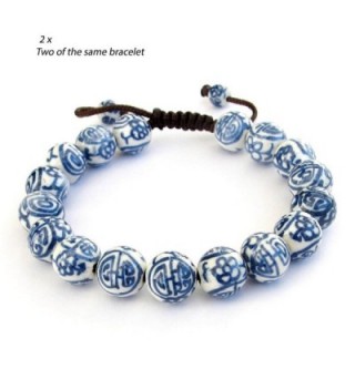 2pcs X Vintage Style Porcelain Beads Buddhist Wrist Mala Bracelet - CF11707HWQ3
