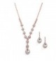 Mariell Sparkling Blush Rose Gold Crystal Rhinestone Necklace Earrings Set for Prom- Bridesmaid & Brides - CU12O7KL2OF